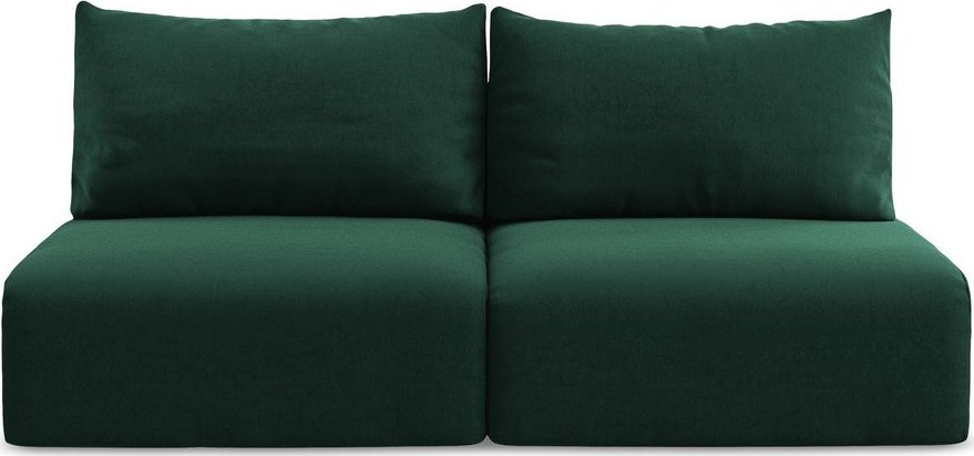 Tmavě zelená sametová rozkládací/s úložným prostorem pohovka 216 cm Kalena – Makamii Makamii