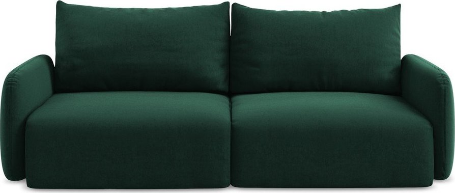 Tmavě zelená sametová rozkládací/s úložným prostorem pohovka 238 cm Kalena – Makamii Makamii