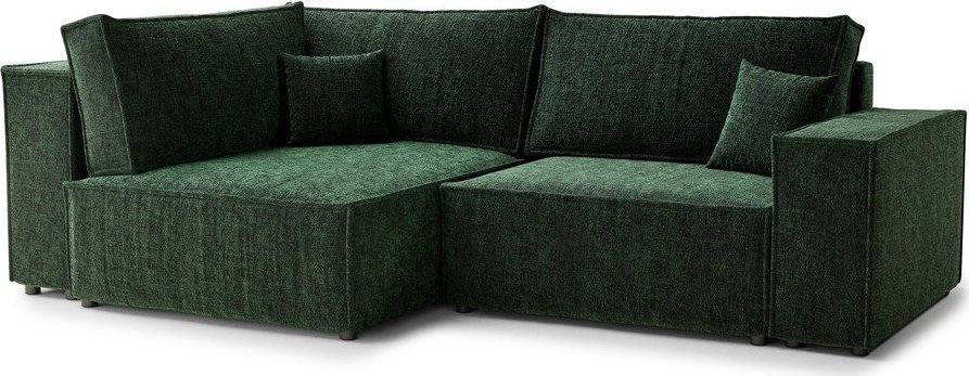 Tmavě zelená žinylková rozkládací/s úložným prostorem rohová pohovka (levý roh/do L) Tonga – Maison de Rêve Maison de Reve