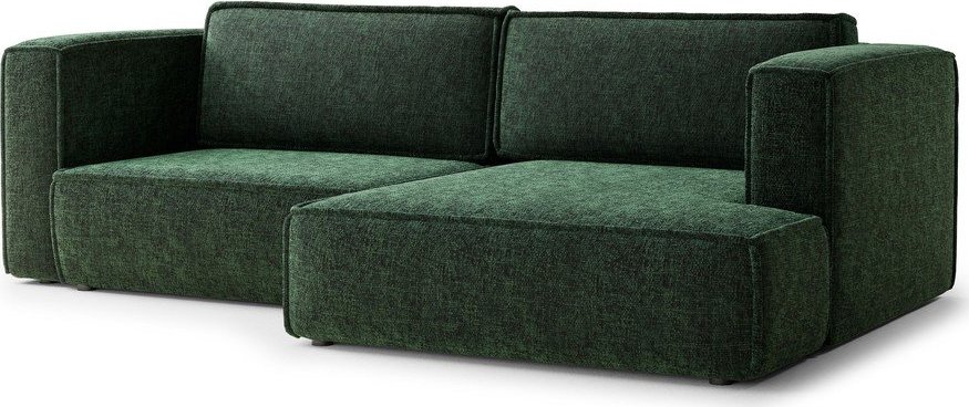 Tmavě zelená žinylková rozkládací/s úložným prostorem rohová pohovka (pravý roh/s lenoškou) Velto – Maison de Rêve Maison de Reve