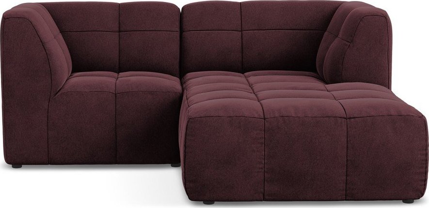 Vínová sametová rohová pohovka (pravý roh/s lenoškou) Aloha – Makamii Makamii