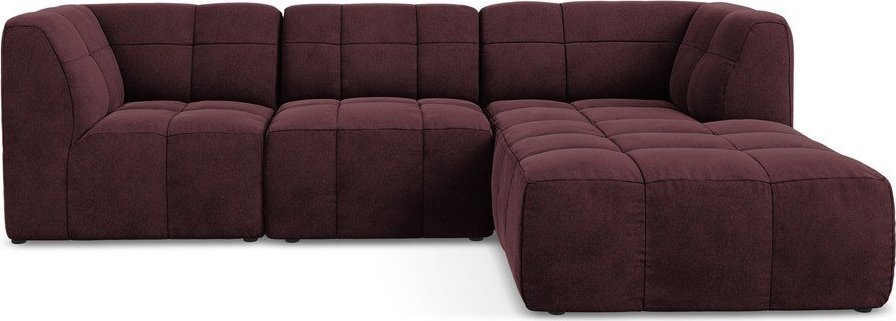 Vínová sametová rohová pohovka (pravý roh/s lenoškou) Aloha – Makamii Makamii