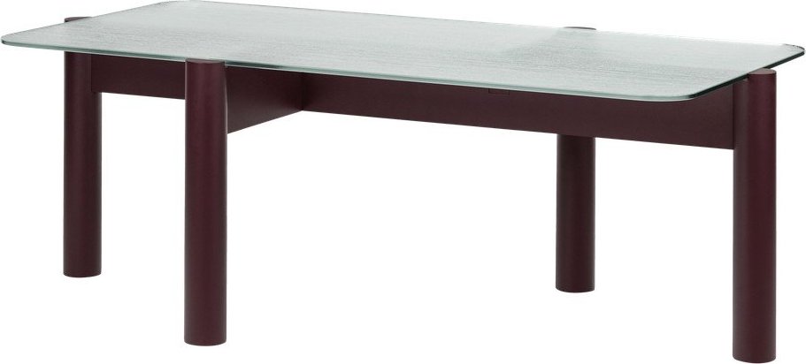 Vínový konferenční stolek se skleněnou deskou 55x105 cm Kob – noo.ma NOO.MA