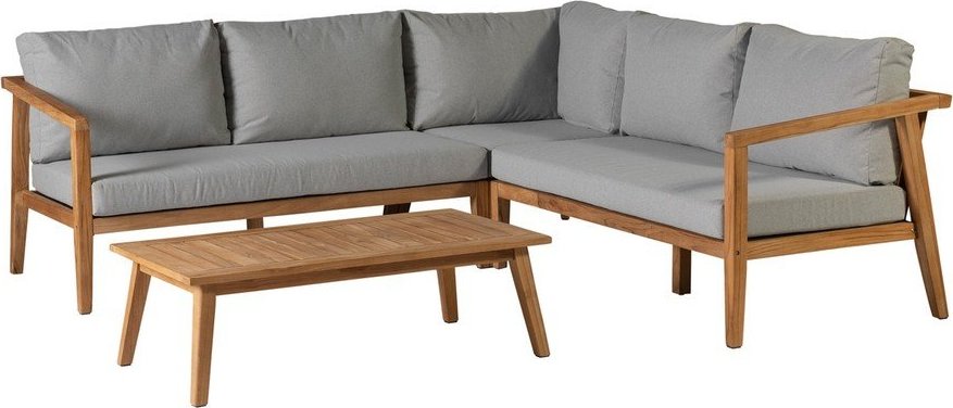 Šedý/v přírodní barvě zahradní lounge set z teakového dřeva pro 4 osoby Lucca – WOOOD WOOOD