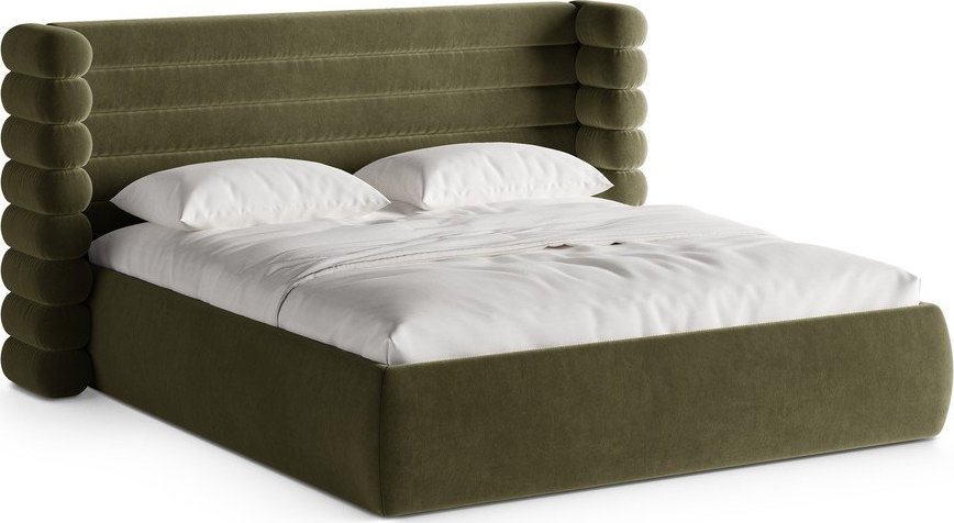 Zelená čalouněná dvoulůžková postel s úložným prostorem s roštem 160x200 cm Mount – Micadoni Micadoni