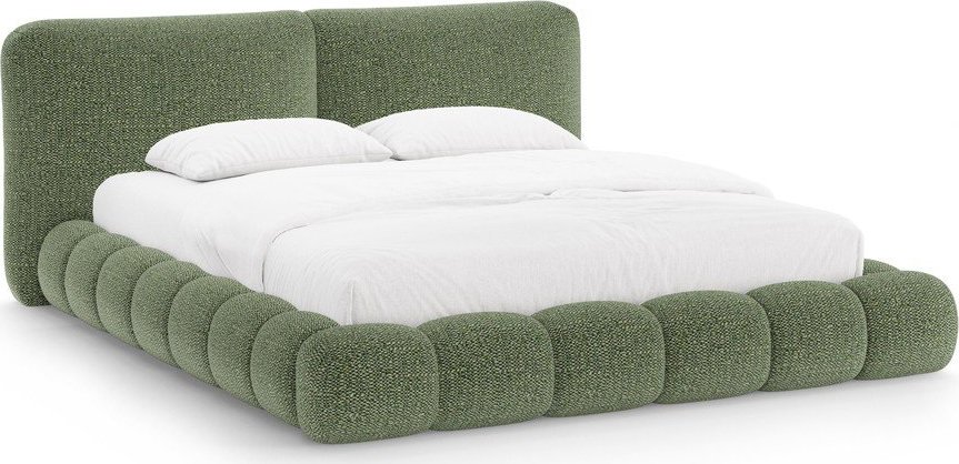 Zelená čalouněná dvoulůžková postel s úložným prostorem s roštem 160x200 cm Solange – Micadoni Micadoni