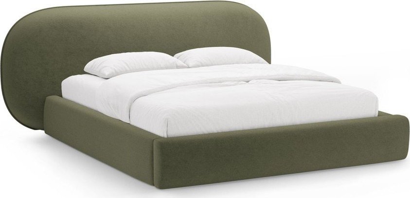 Zelená čalouněná dvoulůžková postel s úložným prostorem s roštem 180x200 cm Ovalo – Micadoni Micadoni