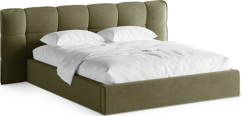 Zelená čalouněná dvoulůžková postel s úložným prostorem s roštem 200x200 cm Eric – Micadoni Micadoni