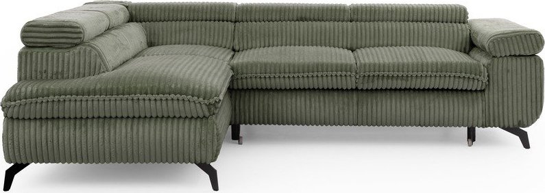 Zelená manšestrová rohová pohovka (levý roh/do L) Marbeya – Ropez Ropez