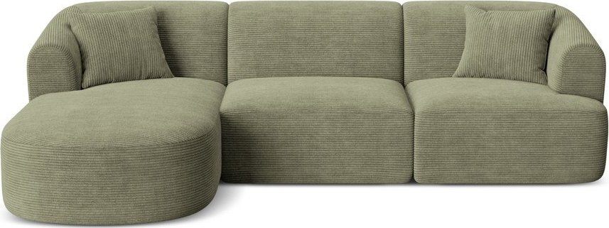 Zelená manšestrová rohová pohovka (levý roh/s lenoškou) Campi – Cosmopolitan Design Cosmopolitan design
