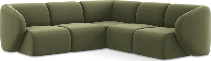 Zelená sametová rohová pohovka Lani – Makamii Makamii