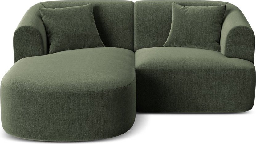 Zelená sametová rohová pohovka (levý roh/s lenoškou) Campi – Cosmopolitan Design Cosmopolitan design