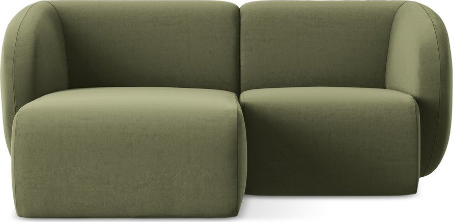 Zelená sametová rohová pohovka (levý roh/s lenoškou) Lani – Makamii Makamii