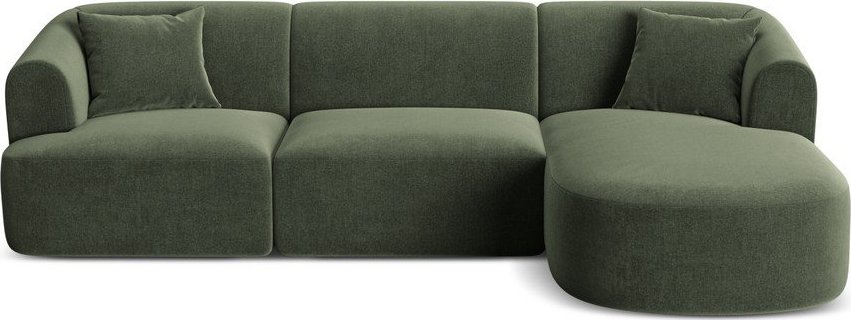 Zelená sametová rohová pohovka (pravý roh/s lenoškou) Campi – Cosmopolitan Design Cosmopolitan design