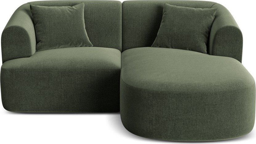 Zelená sametová rohová pohovka (pravý roh/s lenoškou) Campi – Cosmopolitan Design Cosmopolitan design