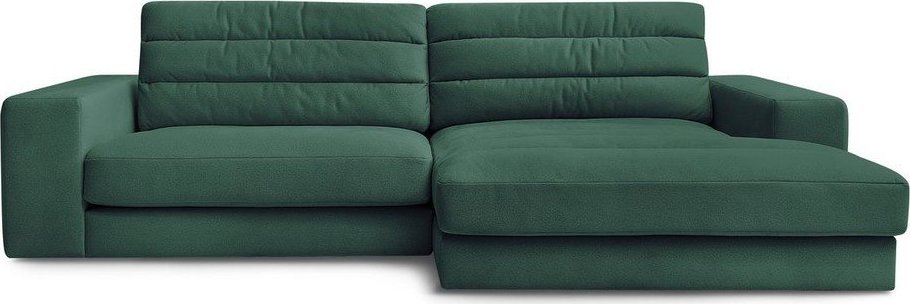 Zelená sametová rohová pohovka (pravý roh/s lenoškou) Sierra – Bobochic Paris Bobochic Paris