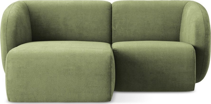 Zelená žinylková rohová pohovka (levý roh/s lenoškou) Lani – Makamii Makamii