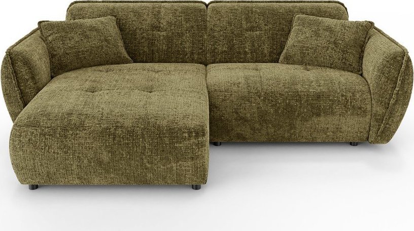 Zelená žinylková rohová pohovka (levý roh/s lenoškou) Nelia – Ropez Ropez