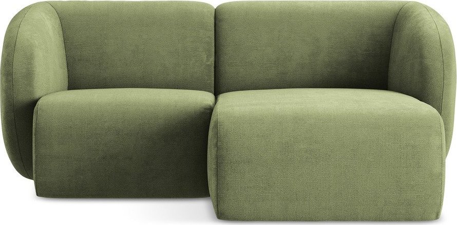 Zelená žinylková rohová pohovka (pravý roh/s lenoškou) Lani – Makamii Makamii