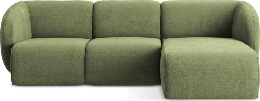 Zelená žinylková rohová pohovka (pravý roh/s lenoškou) Lani – Makamii Makamii