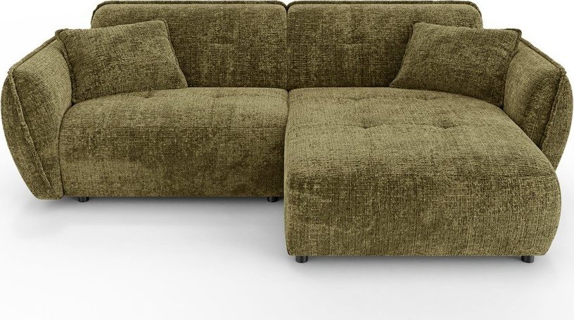 Zelená žinylková rohová pohovka (pravý roh/s lenoškou) Nelia – Ropez Ropez