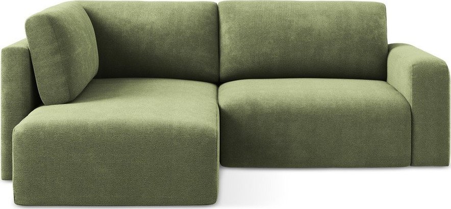 Zelená žinylková rozkládací/s úložným prostorem rohová pohovka (levý roh/do L) Kona – Makamii Makamii