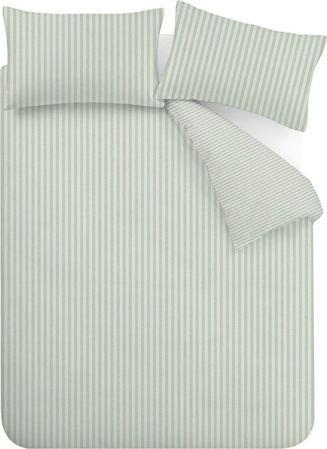 Zelené 3dílné povlečení na dvoulůžko 200x200 cm Epping Textured Stripe – Catherine Lansfield Catherine Lansfield