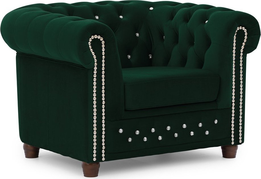 Zelené sametové křeslo chesterfield York Blik – Ropez Ropez