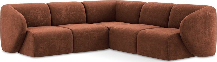 Žinylková rohová pohovka v terakotové barvě Lani – Makamii Makamii