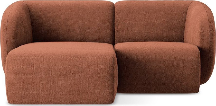 Žinylková rohová pohovka v terakotové barvě (levý roh/s lenoškou) Lani – Makamii Makamii