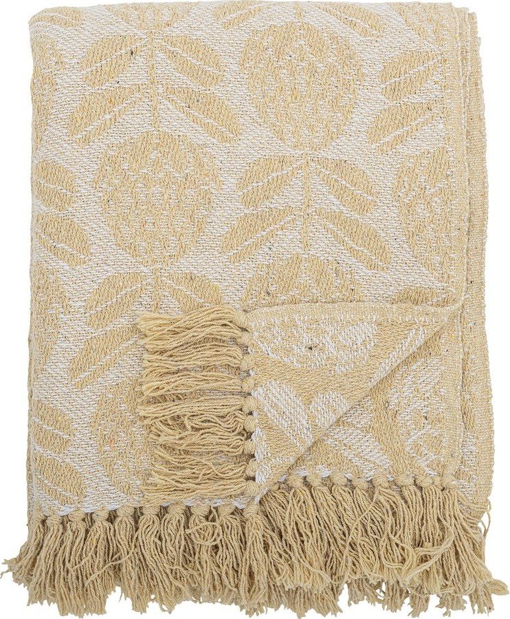 Žlutá deka s příměsí bavlny 130x155 cm Pratello – Bloomingville Bloomingville