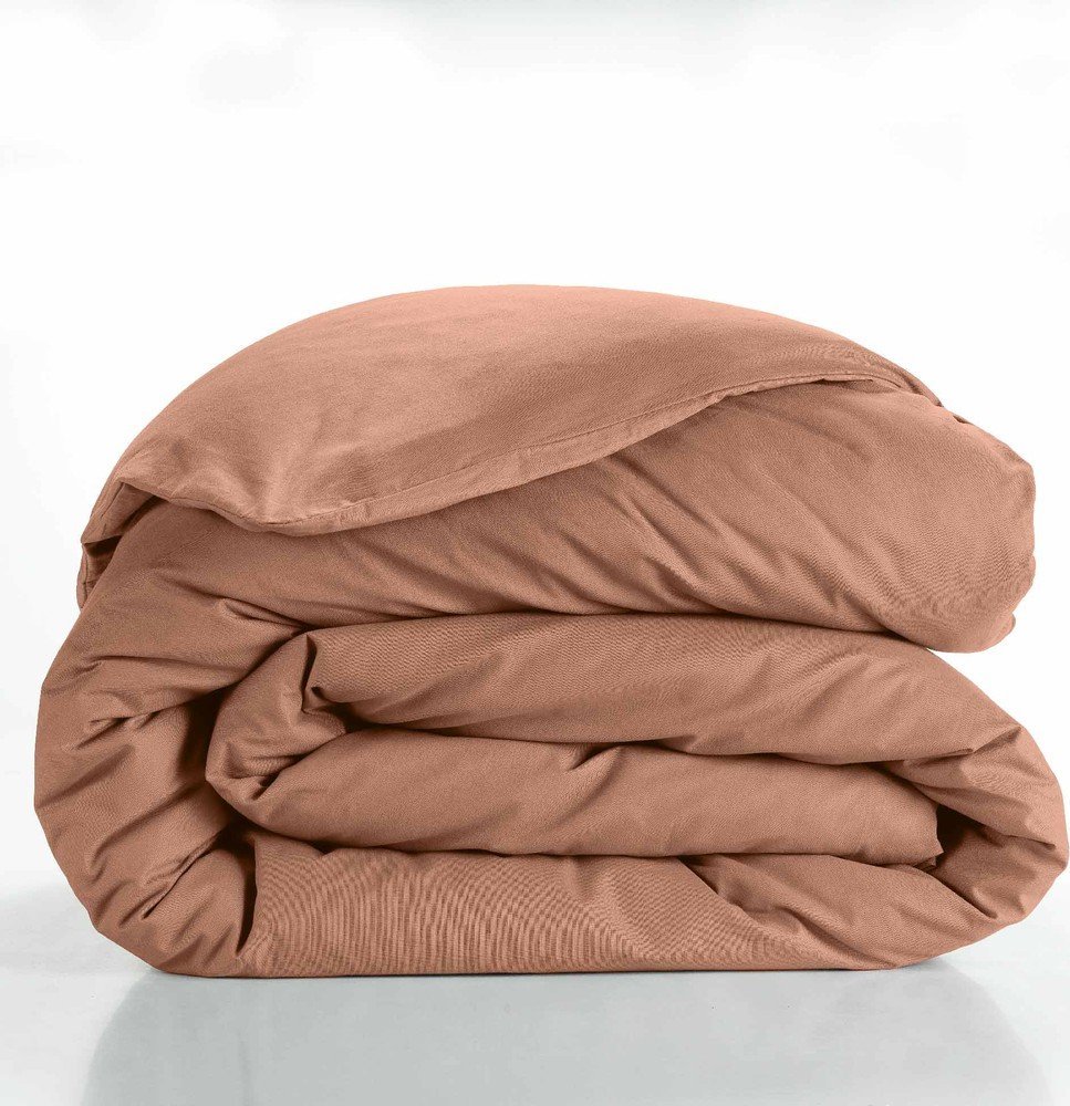 Bavlněný povlak na peřinu na dvoulůžko/prodloužený v lososové barvě 240x220 cm Lina – douceur d'intérieur Douceur d intérieur