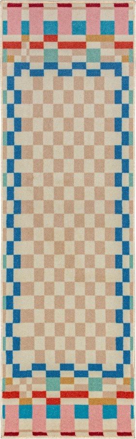 Běhoun s příměsí vlny 80x300 cm Checkered Border – Flair Rugs Flair Rugs