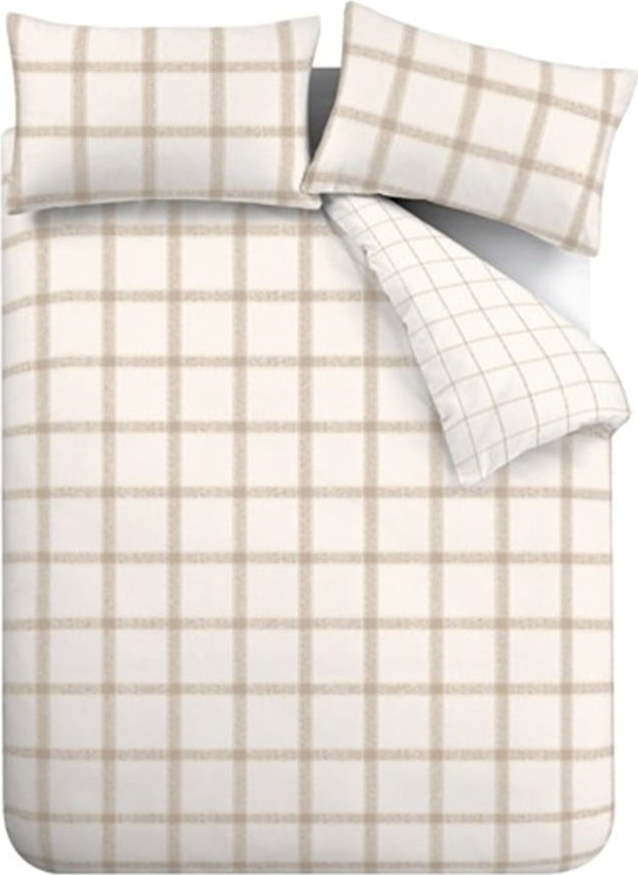 Béžové bavlněné povlečení na dvoulůžko 200x200 cm Oxton Check – Bianca Bianca