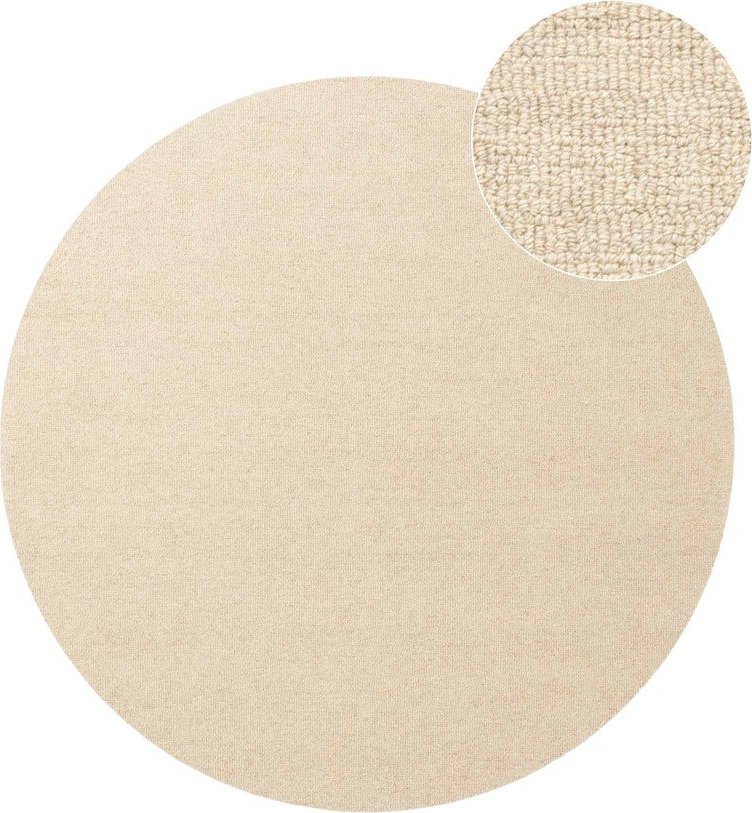 Béžový ručně tkaný vlněný kulatý koberec ø 160 cm Puristic Knots – Elle Decoration Elle Decoration