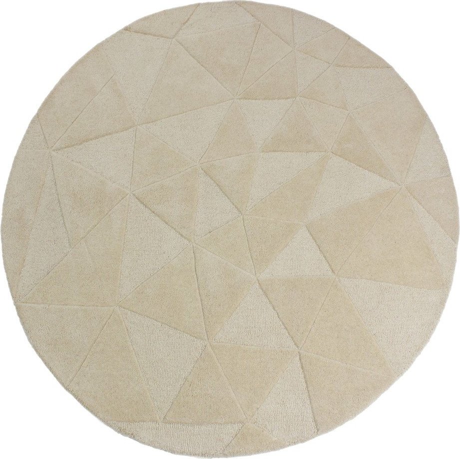Béžový ručně tkaný vlněný kulatý koberec ø 160 cm Shard – Flair Rugs Flair Rugs