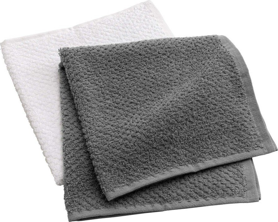Bílé/šedé froté bavlněné ručníky v sadě 2 ks 50x50 cm Gourmet – douceur d'intérieur Douceur d intérieur