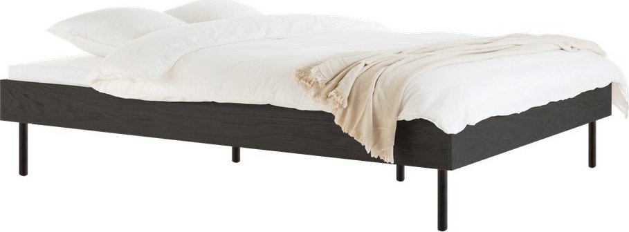 Černá dvoulůžková postel z dřevotřísky bez čela s roštem 180x200 cm Streiko – noo.ma NOO.MA