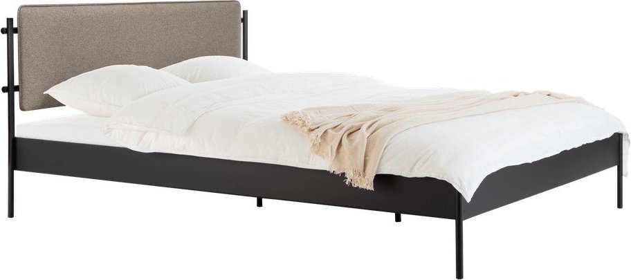 Černá ocelová čalouněná dvoulůžková postel s roštem 200x200 cm Eton Basic – noo.ma NOO.MA