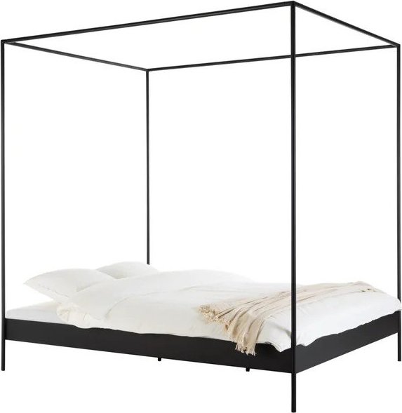 Černá ocelová dvoulůžková postel bez čela/s nebesy s roštem 140x200 cm Eton – noo.ma NOO.MA