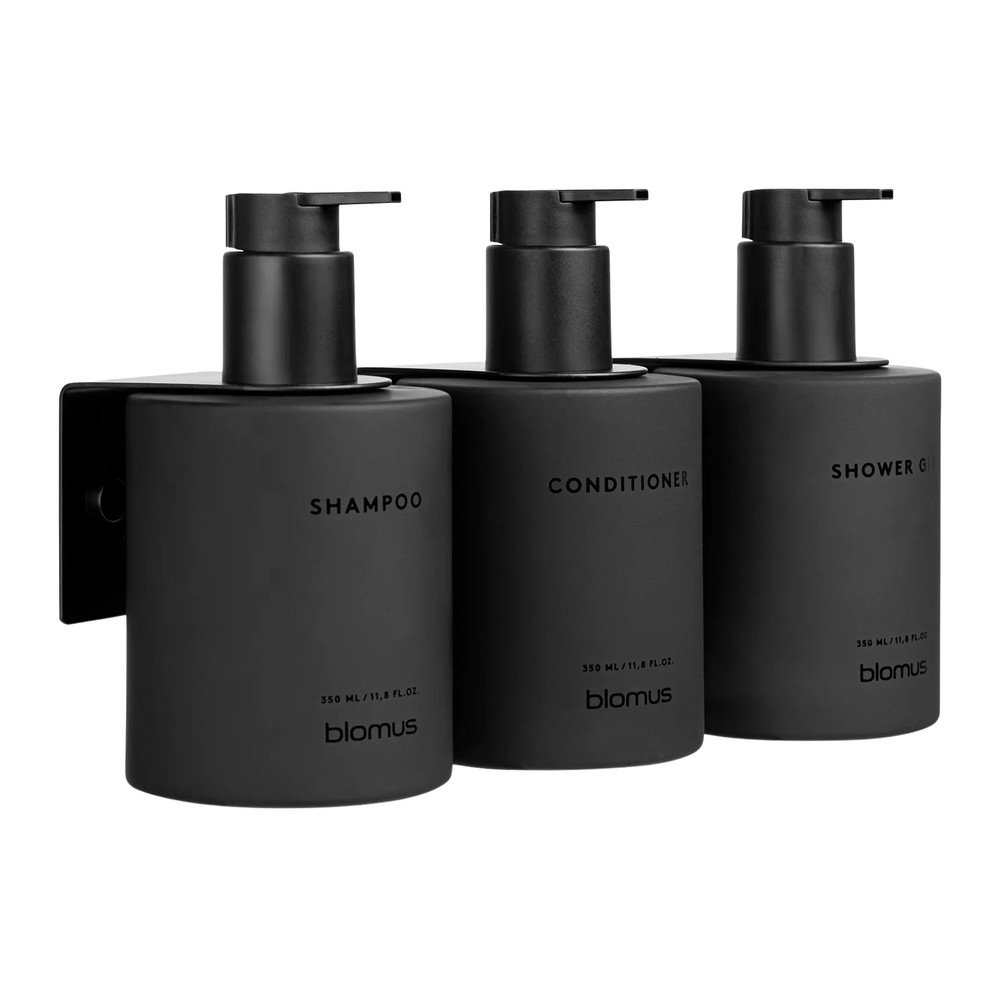 Černé nástěnné skleněné dávkovače mýdla v sadě 3 ks 350 ml Kirei – Blomus Blomus