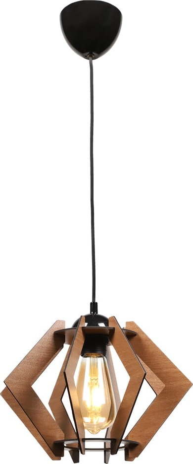 Černé stropní svítidlo s dřevěným stínidlem – Squid Lighting Squid Lighting