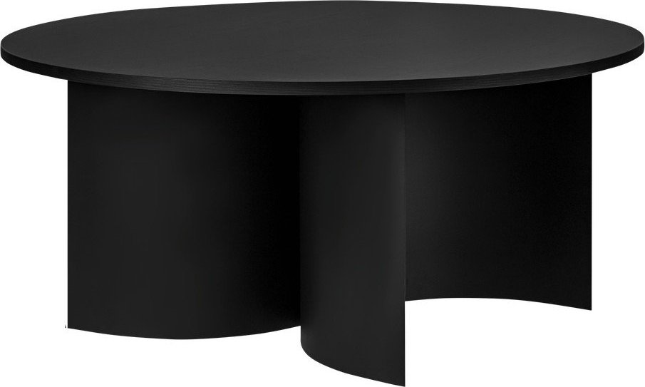 Černý kulatý konferenční stolek s deskou v dekoru jasanového dřeva ø 95 cm Gavo – noo.ma NOO.MA