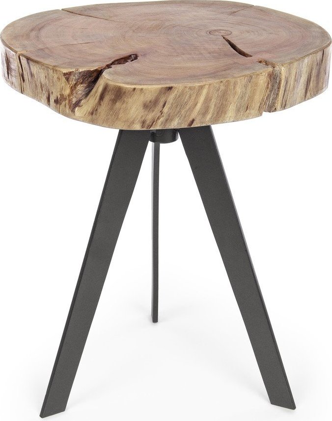 Černý/v přírodní barvě konferenční stolek s deskou z akácie ø 35 cm Aron – Bizzotto Bizzotto