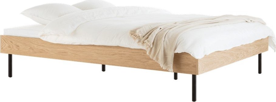 Dvoulůžková postel z dřevotřísky v dekoru dubu bez čela s roštem 140x200 cm v přírodní barvě Streiko – noo.ma NOO.MA