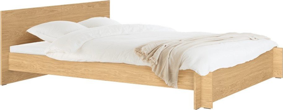 Dvoulůžková postel z dřevotřísky/z překližky v dekoru dubu s roštem 160x200 cm v přírodní barvě Valt – noo.ma NOO.MA