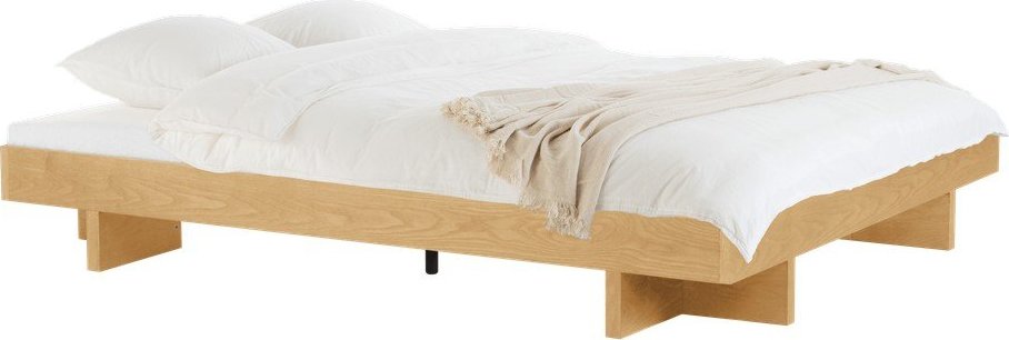 Dvoulůžková postel z MDF v dekoru dubu bez čela s roštem 180x200 cm v přírodní barvě Kito – noo.ma NOO.MA
