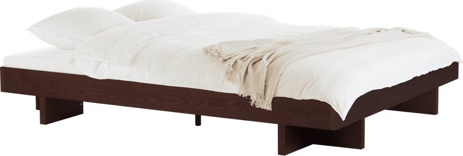 Hnědá dvoulůžková postel z MDF v dekoru jasanu bez čela s roštem 180x200 cm Kito – noo.ma NOO.MA