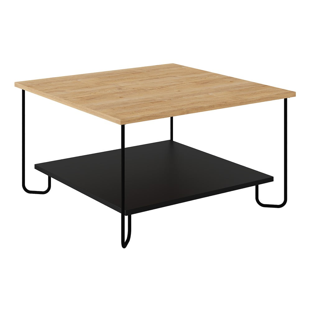 Konferenční stolek s deskou v dubovém dekoru v černo-přírodní barvě 80x80 cm Tonka – Marckeric Marckeric