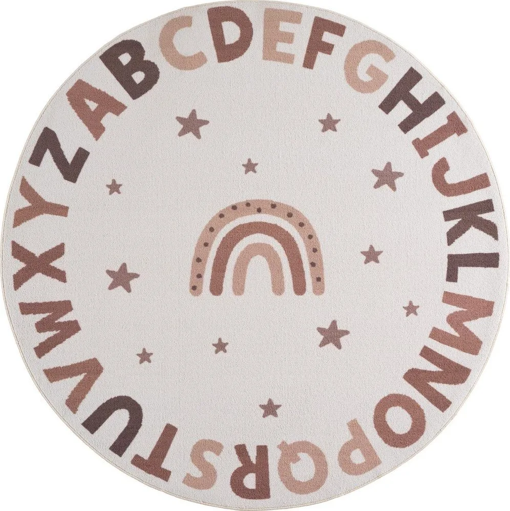 Krémový pratelný dětský koberec ø120 cm Coco 1133 – Ayyildiz Carpets
